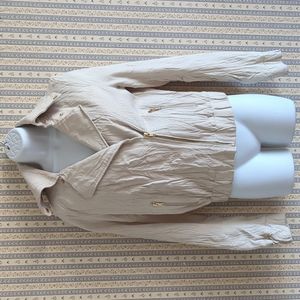 Express Beige Cream Genuine Crinkle Leather Jacket Gold Hardware S